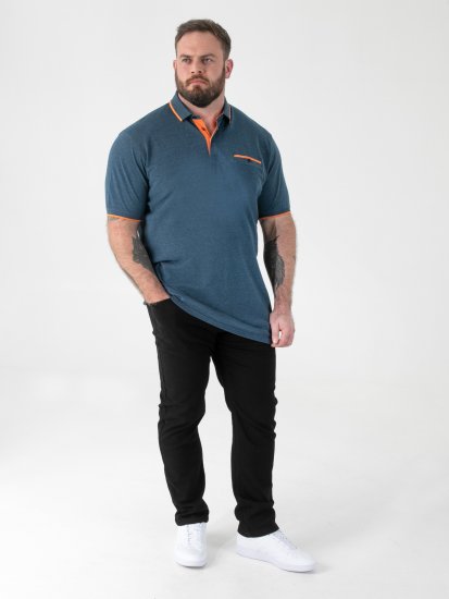 D555 Harvey Pique with Jacquard Collar & Cuffs Polo Teal - Polo-shirts für herren - Polo-Shirts für Herren in großen Größen