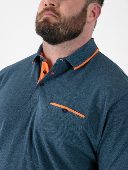 D555 Harvey Pique with Jacquard Collar & Cuffs Polo Teal - Polo-shirts für herren - Polo-Shirts für Herren in großen Größen