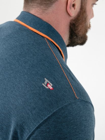 D555 Harvey Pique with Jacquard Collar & Cuffs Polo Teal - Polo-shirts für herren - Polo-Shirts für Herren in großen Größen