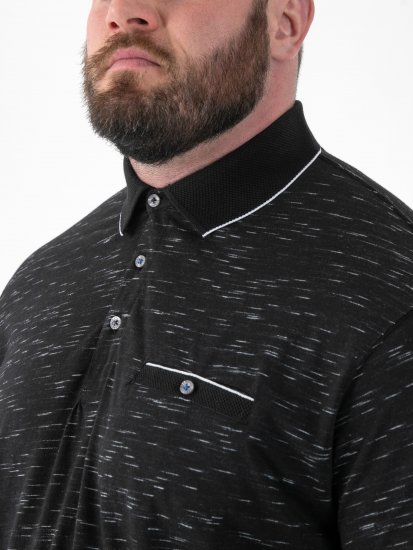 D555 Murphy Jacquard Collar And Cuff With Chest Pocket Polo Black - Polo-shirts für herren - Polo-Shirts für Herren in großen Größen