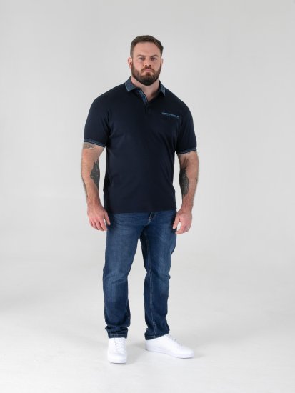 D555 Barret Interlock Jacquard Collar & Cuffs Polo Navy - Polo-shirts für herren - Polo-Shirts für Herren in großen Größen