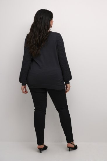 Kaffe Curve Lini Knit Pullover Schwarz Oyster - Hoodies & Sweatshirts - 