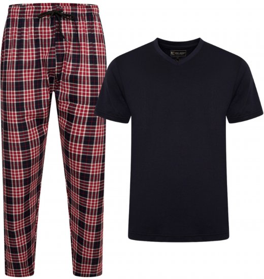 Kam Jeans 897 Lounge Pants and T-Shirt Set Red/Black - Pyjama/Loungewear - Schlafanzüge/Pyjama für Herren in Übergröße