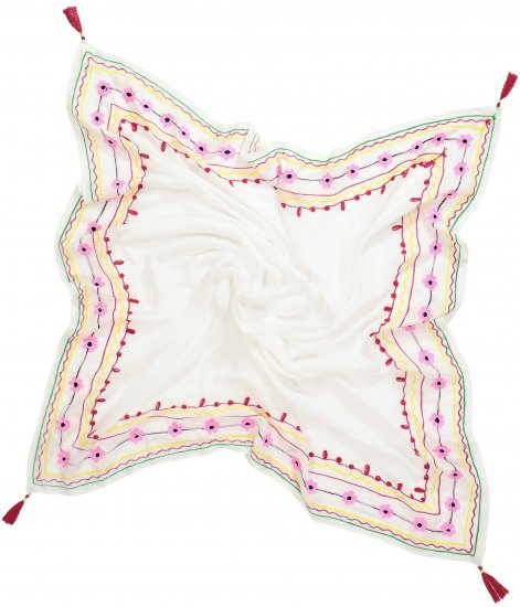 Ulla Popken Tassel Embroidery Scarf Snow White - Accessoires - 
