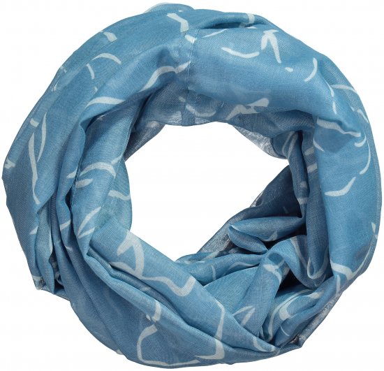 Ulla Popken Patterned Infinity Scarf Blue - Accessoires - 