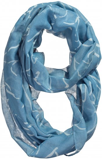 Ulla Popken Patterned Infinity Scarf Blue - Accessoires - 