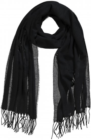 Ulla Popken Fringed Scarf Black - Accessoires - 