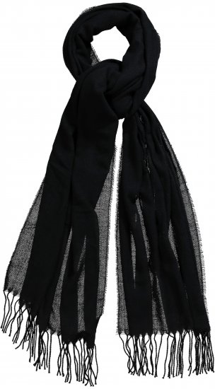 Ulla Popken Fringed Scarf Black - Accessoires - 