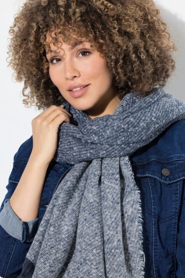 Ulla Popken Fringed Hem Knit Scarf Deep Aqua - Accessoires - Damenschals im Überblick