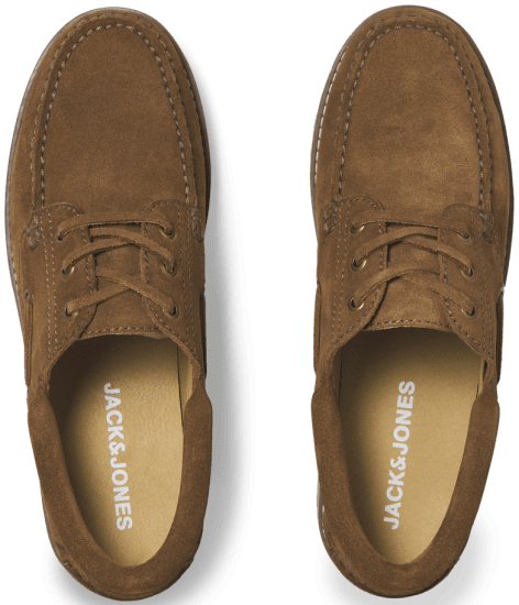 Jack & Jones Brooklyn Suede Boat Loafers Cognac - Herrenschuhe 40-52 - 