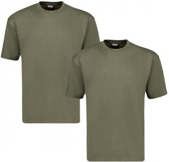 Adamo 129420 Marlon Comfort fit 2-pack T-shirt Olive Green - Herren-T-Shirts - Herren-T-Shirts in großen Größen