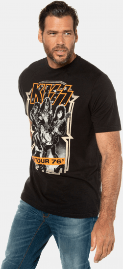 JP1880 KISS Retro Graphic Comfort Fit Band T-Shirt Black - Herren-T-Shirts - Herren-T-Shirts in großen Größen