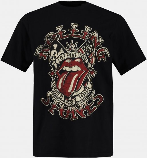 JP1880 Rolling Stones Graphic Comfort Fit Band T-Shirt Black - Herren-T-Shirts in großen Größen - Herren-T-Shirts in großen Größen