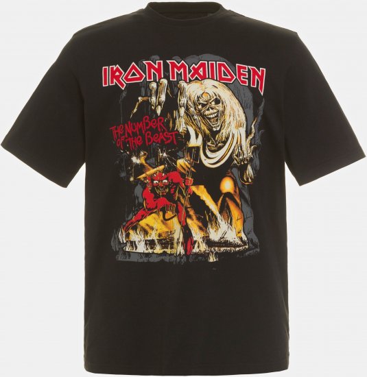 JP1880 Iron Maiden - Number of the Beast Graphic Comfort Fit Band T-Shirt Black - Herren-T-Shirts - Herren-T-Shirts in großen Größen