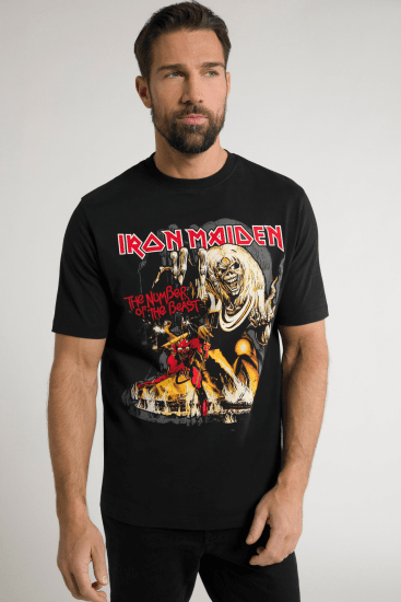 JP1880 Iron Maiden - Number of the Beast Graphic Comfort Fit Band T-Shirt Black - Herren-T-Shirts - Herren-T-Shirts in großen Größen