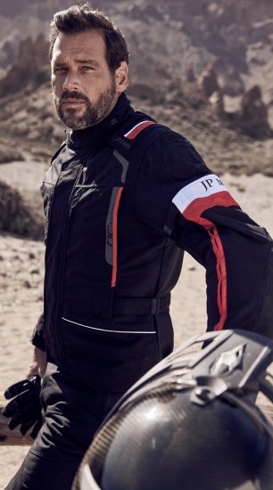 JP1880 Sporty Touring Motorcycle Jacket Black & Red - Motorradbekleidung in übergrößen - Motorradbekleidung in großen Größen für Herren