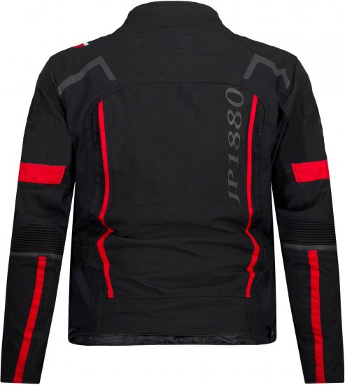 JP1880 Sporty Touring Motorcycle Jacket Black & Red - Motorradbekleidung in übergrößen - Motorradbekleidung in großen Größen für Herren