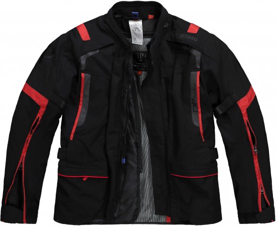 JP1880 Sporty Touring Motorcycle Jacket Black & Red - Motorradbekleidung in übergrößen - Motorradbekleidung in großen Größen für Herren