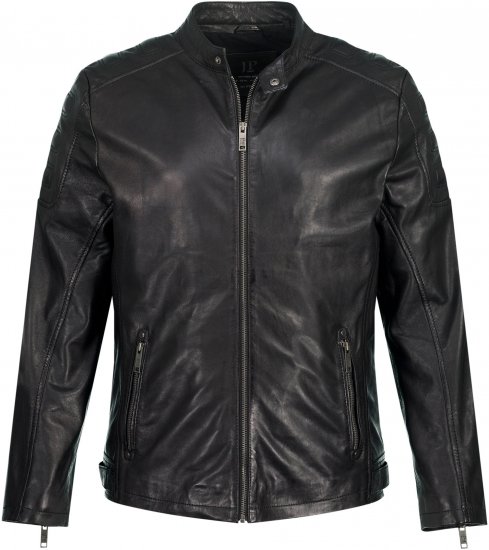 JP1880 Classic Biker Style Leather Jacket Black - Herren jacken - Herren Jacken in großen Größen