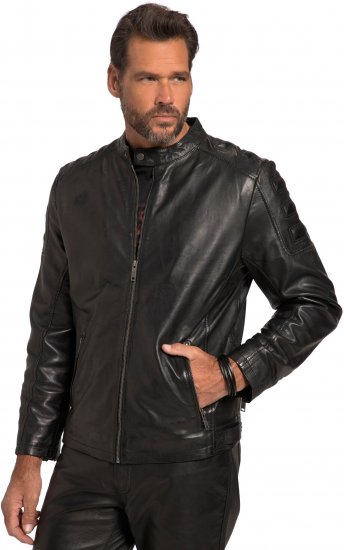 JP1880 Classic Biker Style Leather Jacket Black - Herren jacken - Herren Jacken in großen Größen