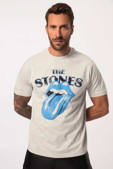 JP1880 Rolling Stones Graphic Comfort Fit Band T-Shirt Light Grey - Herren-T-Shirts - Herren-T-Shirts in großen Größen
