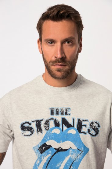 JP1880 Rolling Stones Graphic Comfort Fit Band T-Shirt Light Grey - Herren-T-Shirts - Herren-T-Shirts in großen Größen