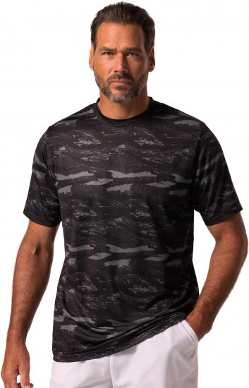JP1880 QuickDry Graphic Print Tennis T-Shirt Black - Sportbekleidung & outdoor - Sportbekleidung in große größen für herren