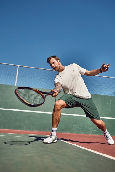 JP1880 QuickDry Stripes Tennis T-Shirt Off White - Sportbekleidung & outdoor - Sportbekleidung in große größen für herren