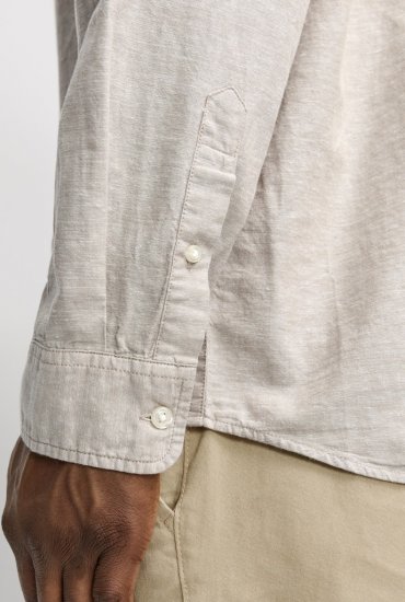 Jack & Jones Breeze Linen Blend Long Sleeve Shirt Crockery - Herrenhemden - Herrenhemden in großen Größen