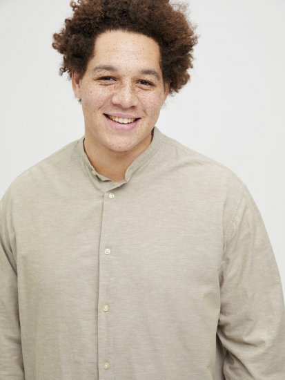 Jack & Jones Breeze Poplin Long Sleeve Shirt Beige - Herrenhemden - Herrenhemden in großen Größen