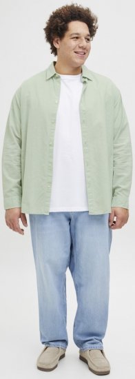 Jack & Jones Breeze Linen Blend Long Sleeve Shirt Iceberg Green - Herrenhemden - Herrenhemden in großen Größen