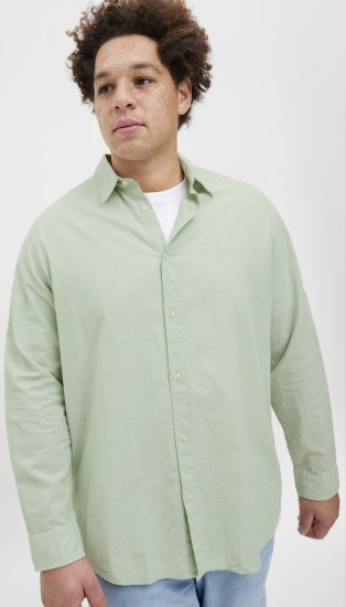 Jack & Jones Breeze Linen Blend Long Sleeve Shirt Iceberg Green - Herrenhemden - Herrenhemden in großen Größen