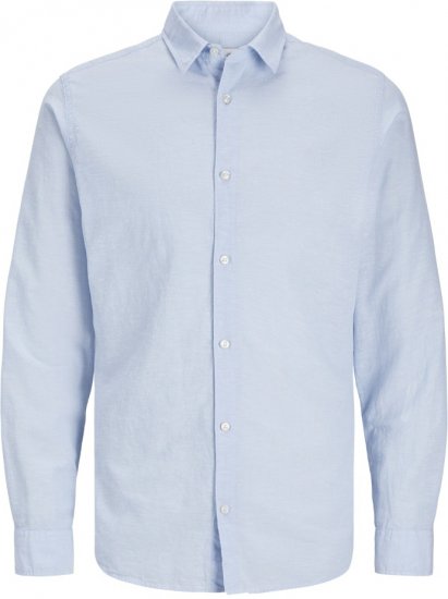 Jack & Jones Breeze Linen Blend Long Sleeve Shirt Chambray Blue - Herrenhemden in großen Größen - Herrenhemden in großen Größen