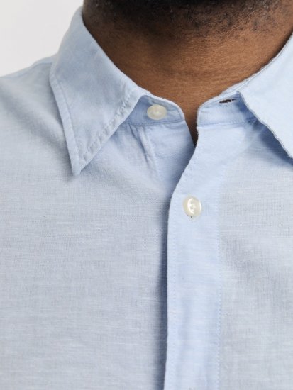 Jack & Jones Breeze Linen Blend Long Sleeve Shirt Chambray Blue - Herrenhemden in großen Größen - Herrenhemden in großen Größen