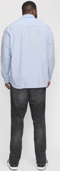 Jack & Jones Breeze Linen Blend Long Sleeve Shirt Chambray Blue - Herrenhemden in großen Größen - Herrenhemden in großen Größen