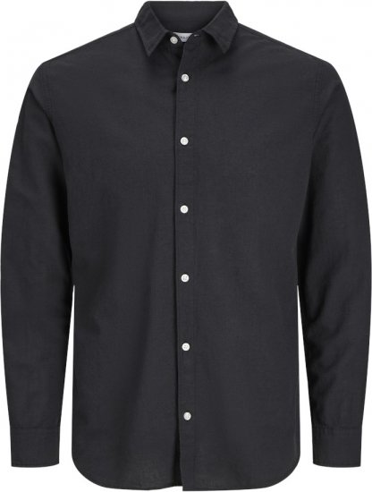 Jack & Jones Breeze Linen Blend Long Sleeve Shirt Black - Herrenhemden - Herrenhemden in großen Größen