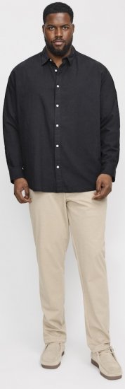 Jack & Jones Breeze Linen Blend Long Sleeve Shirt Black - Herrenhemden - Herrenhemden in großen Größen