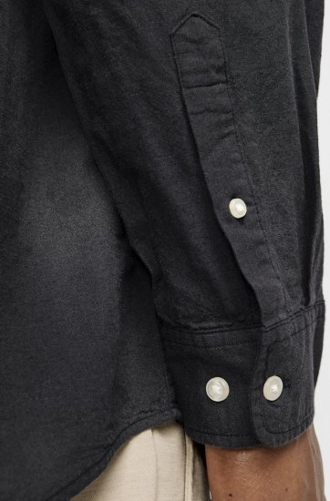Jack & Jones Breeze Linen Blend Long Sleeve Shirt Black - Herrenhemden - Herrenhemden in großen Größen