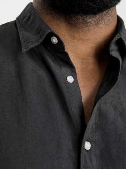 Jack & Jones Breeze Linen Blend Long Sleeve Shirt Black - Herrenhemden - Herrenhemden in großen Größen