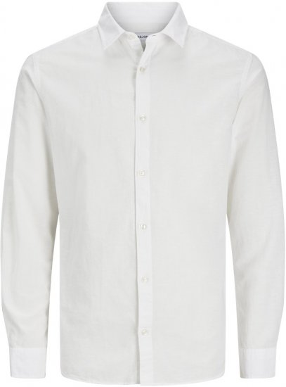 Jack & Jones Breeze Linen Blend Long Sleeve Shirt White - Herrenhemden - Herrenhemden in großen Größen