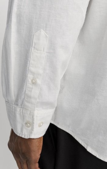 Jack & Jones Breeze Linen Blend Long Sleeve Shirt White - Herrenhemden - Herrenhemden in großen Größen