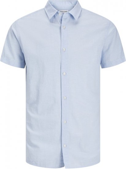 Jack & Jones Breeze Linen Blend Short Sleeve Shirt Chambray Blue - Herrenhemden - Herrenhemden in großen Größen