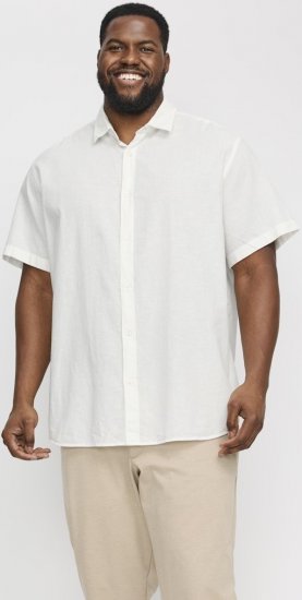 Jack & Jones Breeze Linen Blend Short Sleeve Shirt White - Herrenhemden - Herrenhemden in großen Größen