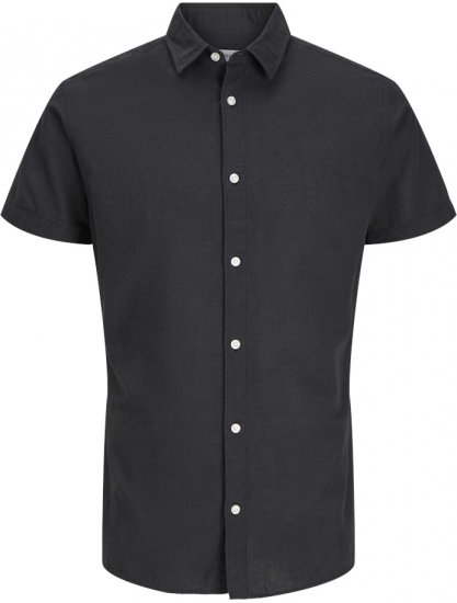Jack & Jones Breeze Linen Blend Short Sleeve Shirt Black - Herrenhemden - Herrenhemden in großen Größen