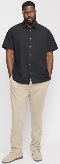Jack & Jones Breeze Linen Blend Short Sleeve Shirt Black - Herrenhemden - Herrenhemden in großen Größen