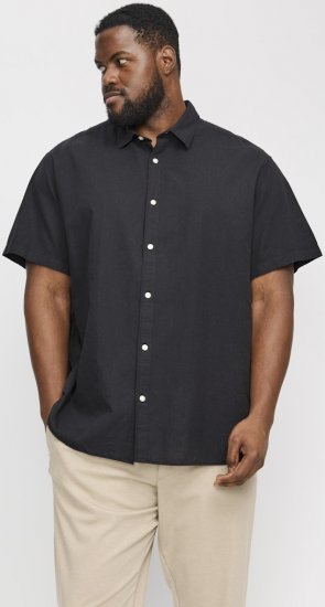 Jack & Jones Breeze Linen Blend Short Sleeve Shirt Black - Herrenhemden - Herrenhemden in großen Größen