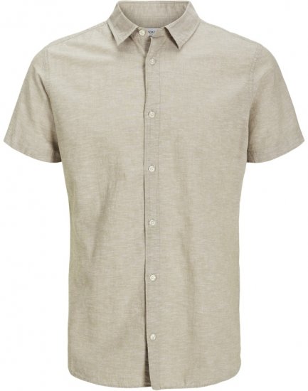Jack & Jones Breeze Linen Blend Short Sleeve Shirt Beige - Herrenhemden - Herrenhemden in großen Größen