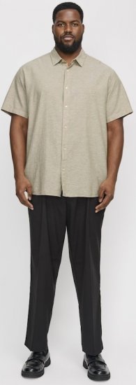 Jack & Jones Breeze Linen Blend Short Sleeve Shirt Beige - Herrenhemden - Herrenhemden in großen Größen