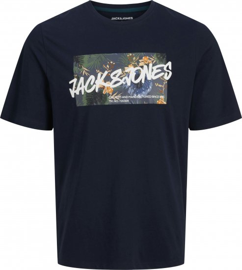 Jack & Jones Hawaii Shape Crew Neck T-Shirt Navy - Herren-T-Shirts - Herren-T-Shirts in großen Größen
