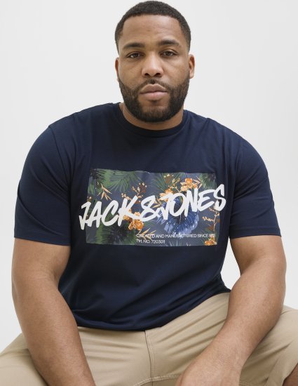 Jack & Jones Hawaii Shape Crew Neck T-Shirt Navy - Herren-T-Shirts - Herren-T-Shirts in großen Größen